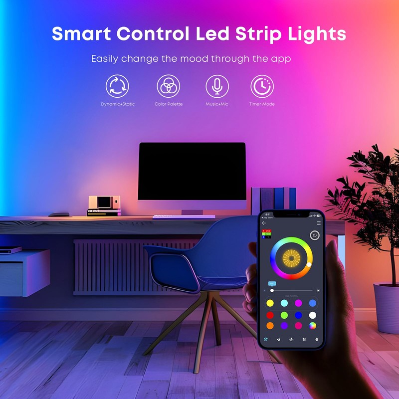 LQWELL® 15M LED Light Bar with Remote and App, Music