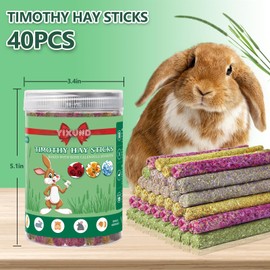 YIXUND 40PCS Rabbit Chew Sticks with Lavender, Timothy Hay, Calendula, Rose,Bunny Chew Toys, Guinea Pig Toys, Chinchilla Toys - Healthy Teeth & Boredom Relief Safe for Small Rodents