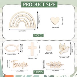 VINEST Pack of 200 Confetti Christening Decoration Wooden Table Decoration Communion Decoration Fish Confirmation Decoration Table Decoration Birthday Wooden Rainbow Christening Confetti Boho Table