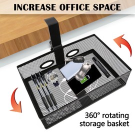 Mocoli Undermount Drawer, 360°Rotating Hidden Under Desk Drawer,Invisible Desk Holder,Clamp-on Style Desk Tidy Organiser,Drawer Under Desk for Office, Home, School