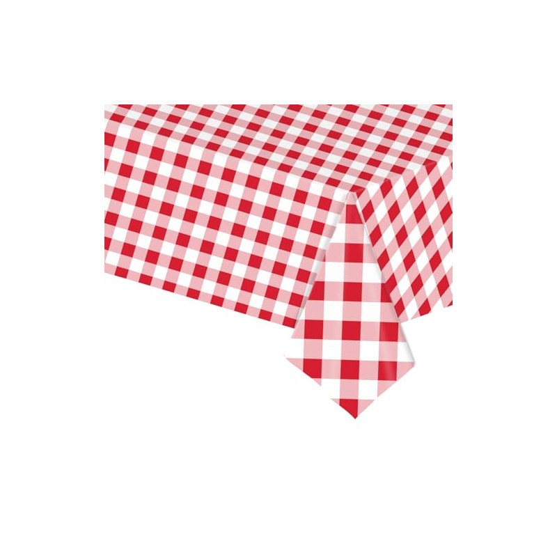 2pcs Red White Checkered Table Cloth Party, 137*274cm Plastic Table