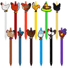 Sayglossy 12 Pcs Chicken Lover Gifts Funny Pens Bulk Roosters Turkey Hen Farm Animal Ballpoint Pens for Chicken Lovers Back to School Supplies Farm Party Decor Desk Pet