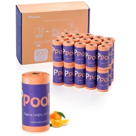 Ppoopal Premium Dog Poop Bags Rolls, Extra Large Zero Plastic Dog Waste Bags Made From Cornstarch,18 µm Guaranteed Leakproof (Scented, 300)