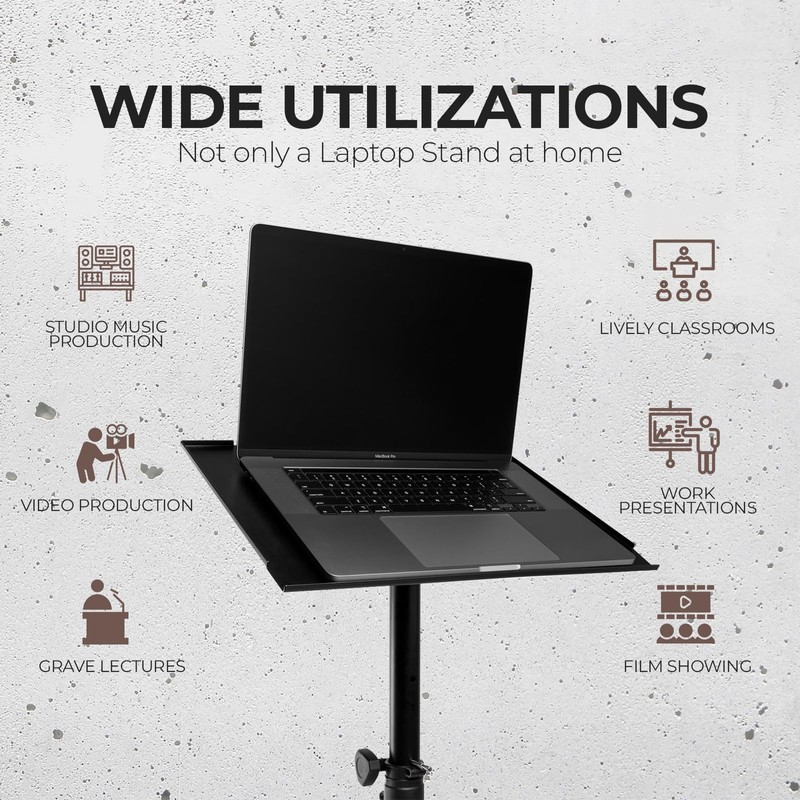 Flashpoint Projector Laptop Tripod Stand, Adjustable FoldableHeight, DJ Gear Holder,