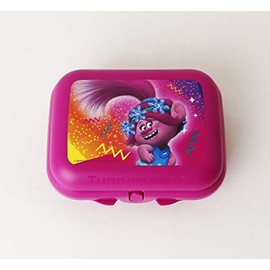 TUPPERWARE Twin Lunch Box Snack Box Size 2 Trolls Pink + Kiwi Spoon