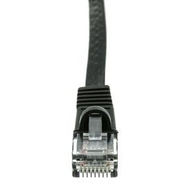 Flat Cat6 Ethernet Patch Cable, 32 AWG, UTP Internet Network Cable with Snagless RJ45 Connector, Gold Connectors, Black, 35ft