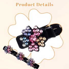 4PCS 2025 New Sparkling Crystal Stone Braided Hair Clips for Women With Rhinestones, Shiny Elegant Braided Hair Clips Accessories for Easily Quick Change of Look Styling Sectioning(Five Petal)