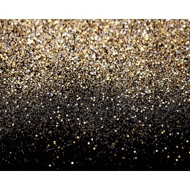 AIIKES 11-547 Golden Bokeh Photography Background Black and Gold Glitter Background Wedding Family Birthday Party Decoration Newborn Photo Background Studio Props 10 x 8 ft