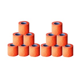 2 Inch Vet Wrap Tape Bulk (Orange) (Pack of 12) Self Adhesive Adherent Adhering Flex Bandage Grip Roll for Dog Cat Pet Horse