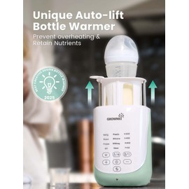 GROWNSY Nutri Bottle Warmer with Innovative Auto-Lift Feature, 10-in-1 Fast Baby Bottle Warmer with Night Light, Retain Nutrients Milk Warmer for All Bottles