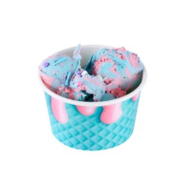 Restaurantware-Coppetta 8 Ounce Dessert Cups, 50 Greaseproof Ice Cream Cups - Lids Sold Separately, For Hot And Cold Foods, Bubblegum Splash Paper Yogurt Bowls, Disposable, Sturdy