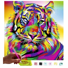 MISHBAY Diamond Painting Animals - 30 x 30 cm Diamond Painting Adults - Diamond Painting Pictures Tiger - DIY 5D Set Wall Decor Diamond Embroidery