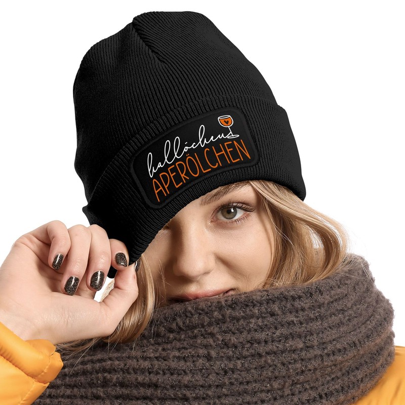 MoonWorks® Women's Beanie with Patch They See Me Aperollin Knitted