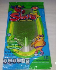 7x10 Slaps Cachepigui (Cachetadas) Green Apple Fruit Lollipop Candy (70pc)