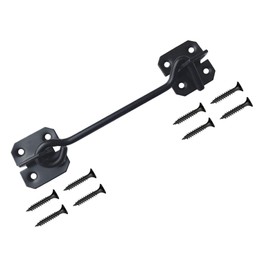 TERF® 150mm Heavy Duty Antique Black Wire Cabin Door Hook and Eye Lock 150mm (6 inch) Cabinet Latch Catch including Fixing Screw For Door Gate Window Closet Shed Latch - Pack of 1