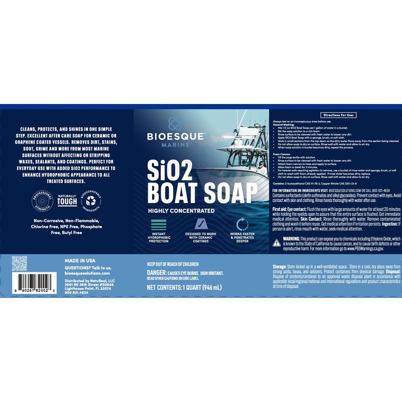Bioesque Marine Pro SiO2 Boat Soap, 32 Fluid Ounce (Pack