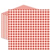 50 Count Red and White Gingham Paper Napkins, Disposable Checkered