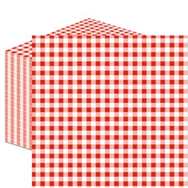 50 Count Red and White Gingham Paper Napkins, Disposable Checkered Cocktail Napkins for Picnic, BBQ, Farmhouse Party, Summer Birthday, Teacher Appreciation, and Back to School Table Decorations