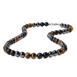 GAVU Men's Crystal Necklace, Stone, Tigers Eye