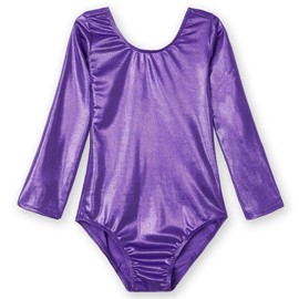 Domusgo Leotard for Girls Gymnastics Size 4t 5t Shiny Purple Long Sleeve Tumbling Dance Ballet Outfits