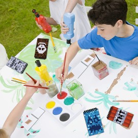 Multicolor Pocket Miner Style Notepads, Pixelated Themed Party Decorations, Classroom Supplies for Teachers, Boys Girls Mining Birthday Party Favors, Mini Notebooks For Kids' Parties 8 Types(16Pcs)