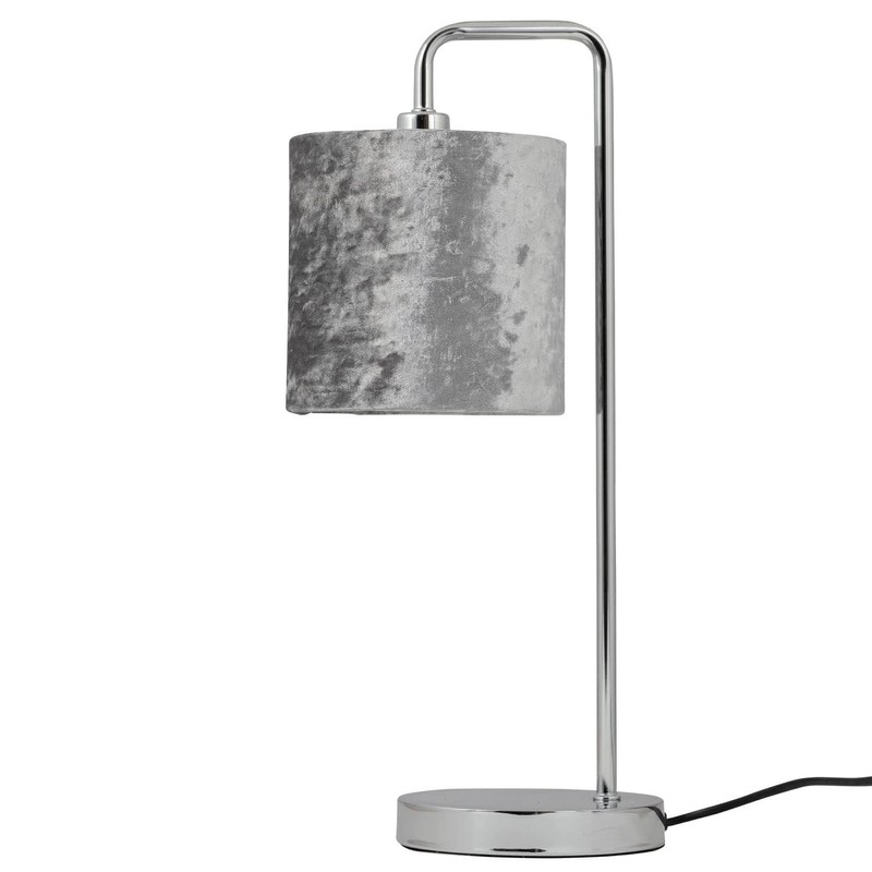 firstchoicelighting Set of 2 Grey Crushed Velvet Table Lamp Shades,