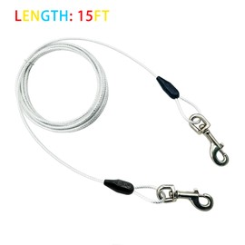 Petest 15ft Reflective Tie-Out Cable for Heavy Dogs Up to 125 Pounds