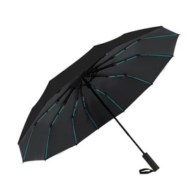 Lantusire Large Double-Ribs Umbrella Automatic Folding Umbrella for Women Men, Travel, UPF 50+ UV Protection, Rain and Sun Protection, 46-Inch, 12 Ribs, Black