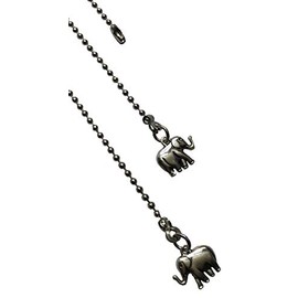 Two of 3 Dimensional Small Pewter Elephant Fan Light Pull Chain Ornaments