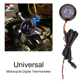 Naroote Termometro Digitale Indicatore Temperatura Acqua Moto Adatto per Adatto per per Racing Scooter Display LCD 12V (luce blu)