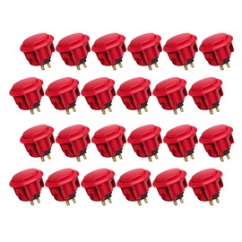 QANBA D-lite Arcade Button Original Buttons Snap-In Joystick Arcade Buttons for DIY arcade machines 30mm Push button switch(Boxed）(30mm Red（DL06) 24 Pcs)