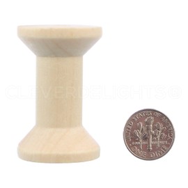 CleverDelights 1 3/4" x 1 1/8" Wood Spools - 10 Pack - Empty Craft Spools