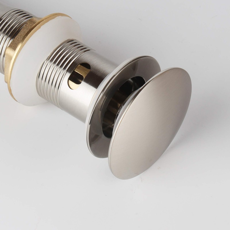 Brushed Nickel Pop Up Sink Drain with Overflow, Bathroom Faucet