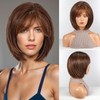 HAIRCUBE Bob Wigs for Women Synthetic Wig with Fringe Brown