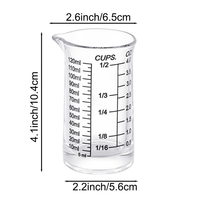 Ackers 4oz Glass Measuring Cup – Shot Glass with Ounce,Ml,Cups