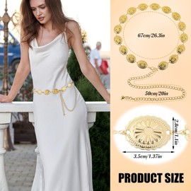 Larrel Gold Belt Metal Concho Western Belts Hollow Out Daisy Gold Chain Belt Adjustable Boho Waist Chain Country Concert Outfit