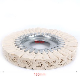 Cotton Airway Buffing Wheel, Polishing Buffs Wheel 180 x 50 mm with Steel Center Ring for Edge Banding Machine and Woodworking Machinery