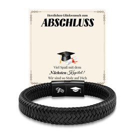 MANVEN Bracelet for Men Dad Son Graduation Boyfriend Husband Gift for Him Leather Bracelet Men's Valentine's Day Christmas Anniversary Birthday Gift, No gemstone