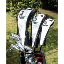 Golf Club Head covers Hybrid Utility Rescue with Interchangeable Number Tag 23456 UT Elastic Closure Black PU Leather The Golf Father Gift