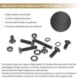 Kindroufly 242 Pieces Black M5 x 6/8 /10/12 /16/20 /25mm Countersunk Head Socket Cap Screws Nuts Washers Assortment Kit, 10.9 Grade Alloy Steel