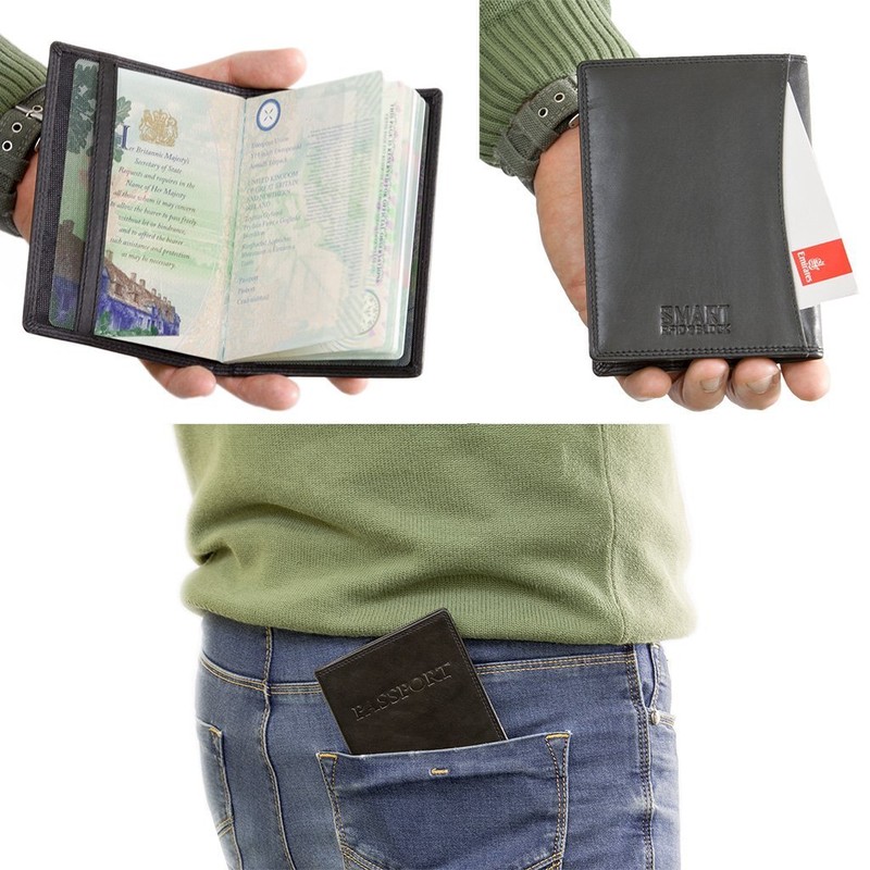 RFID Blocking Travel Biometric Passport Leather Wallet Holder Cover Case
