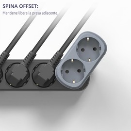 Electraline 55098 Adattatore Doppio Prima 2 Prese 16A (2P+E) Schuko Frontale, Multipresa a 2 Prese Schuko, Blu