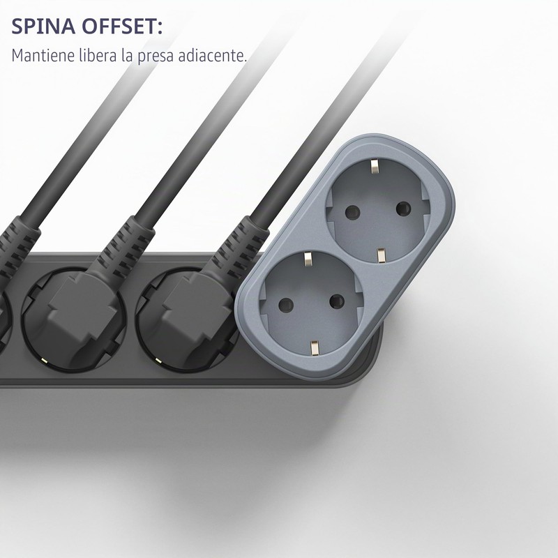 Electraline 55098 Adattatore Doppio Prima 2 Prese 16A (2P+E) Schuko