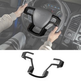 Voodonala Carbon Fiber Black Steering Wheel Bezel Decorative Trim for 2015-2020 Ford F150 F250 F350 Super Duty for 2018-2021 Ford Expedition