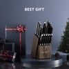 Emojoy Knife Set, 18-Piece Kitchen Knife Set with Block Wooden,