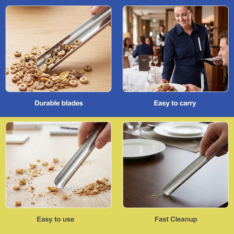 1-Pack Stainless Steel Table Crumb Sweeper & Scraper, Professional Crumb