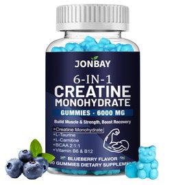 Creatine Gummies 6000mg, Creatine Monohydrate Powder & Tablets Alternative, Pre/Post Gym Workout Support for Muscle Strength & Recvovery, with BCAAs & L-Theanine, Creatine Monohydrate for Adults