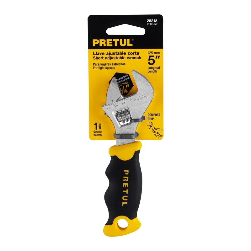 Pretul PECO-5P, Llave ajustable (perico corto) 5" cromada con grip