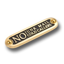 The Metal Foundry No Junk Mail No Cold Callers Metal Door Sign. Traditional Style Home Decor Accessories Door Or Wall Brass Plaque. Handmade In England.