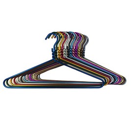 DODCO Heavy Duty Quality Aluminum Metal Coat Clothes Hangers Assorted Colors 12 Pack Made in The USA